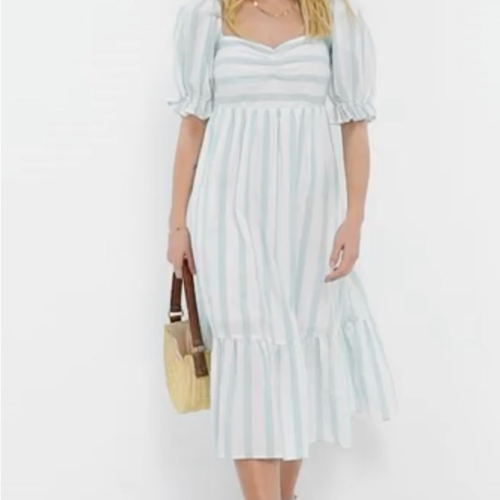 Abercrombie & Fitch Blue/White Stripe Midi Dress
